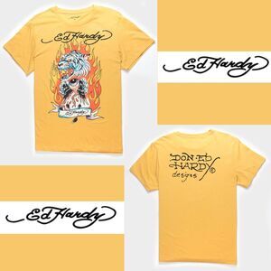 NWT - Ed Hardy Yellow Fire Tiger T-Shirt